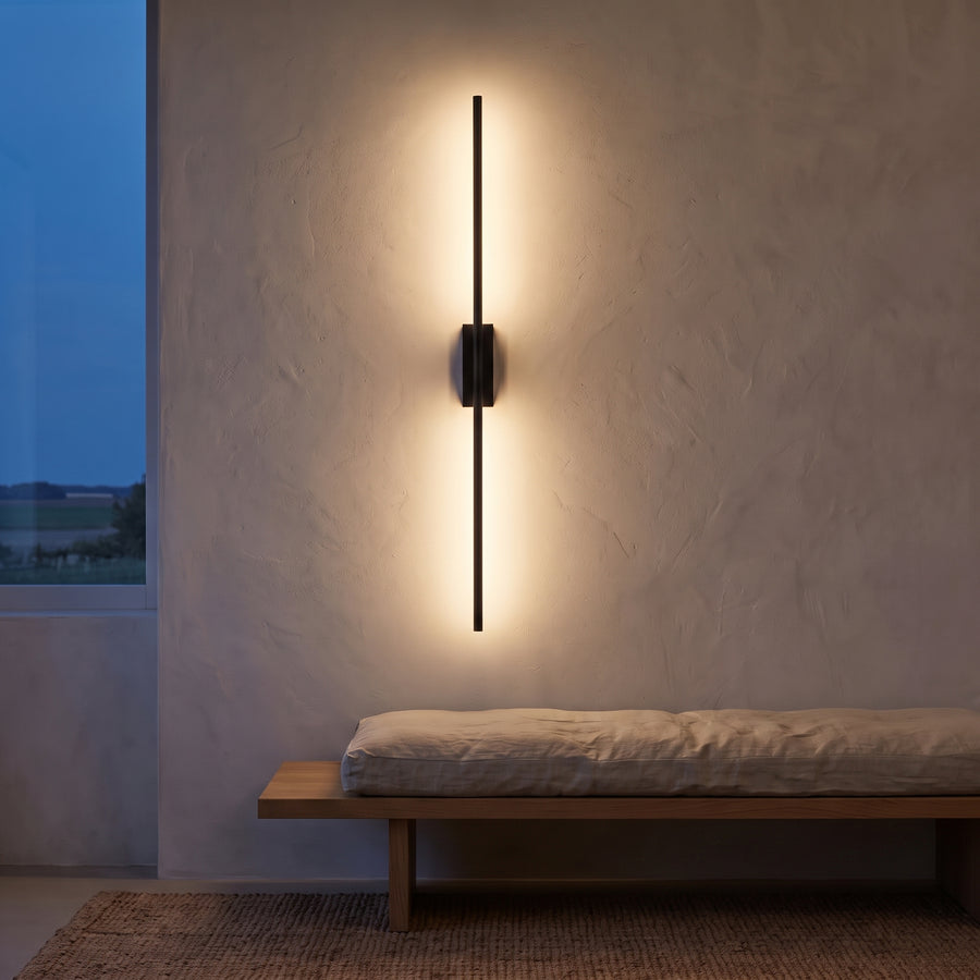 Sen Linear Wall Sconce – Slim Black LED Line with Up and Down Glow, 25.5 to 46.5 in, Warm or Cool White