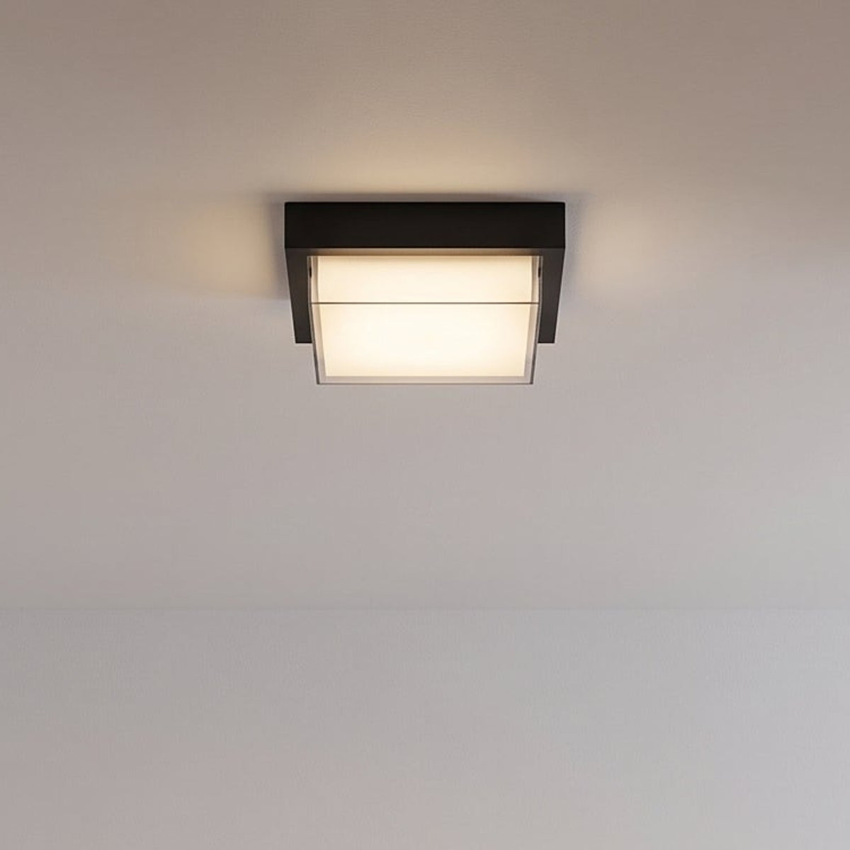 Shiro Square Flush Mount – Opal Diffuser in a Slim Square Frame, 8 in, Black or Steel