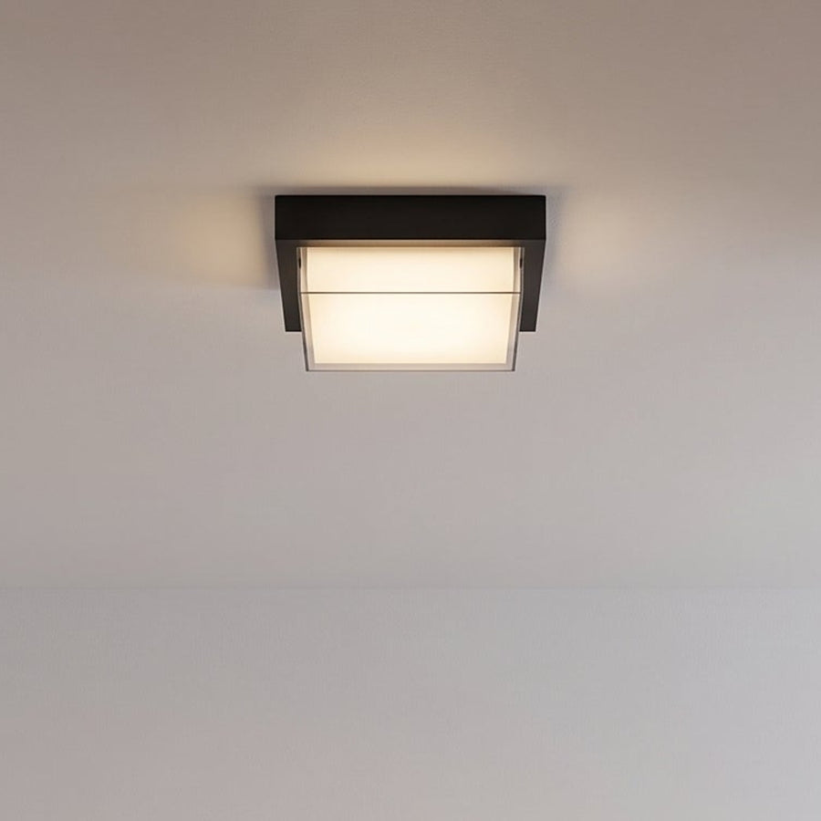 Shiro Square Flush Mount – Opal Diffuser in a Slim Square Frame, 8 in, Black or Steel