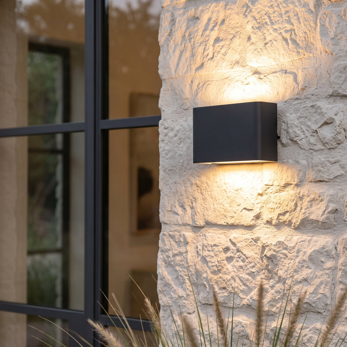Tate Up-Down Block Sconce – Solid Aluminum Block with Light at Both Edges, Black or White